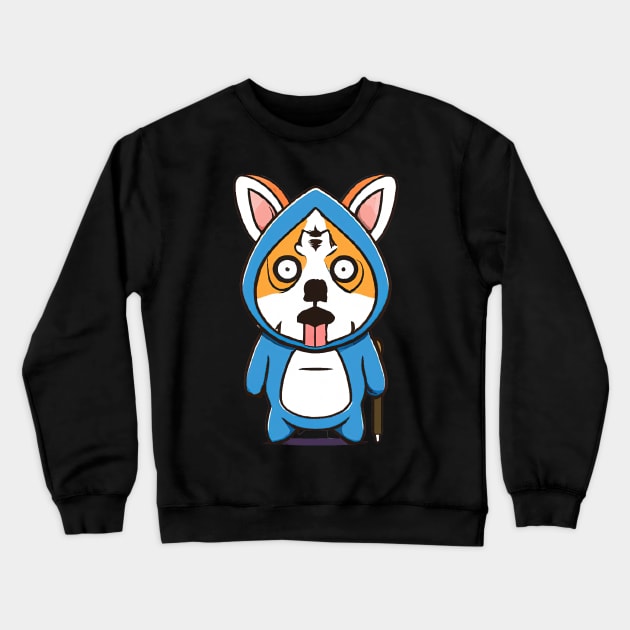 Corgi Scary Costume Halloween Retro Colorful Crewneck Sweatshirt by BetterManufaktur